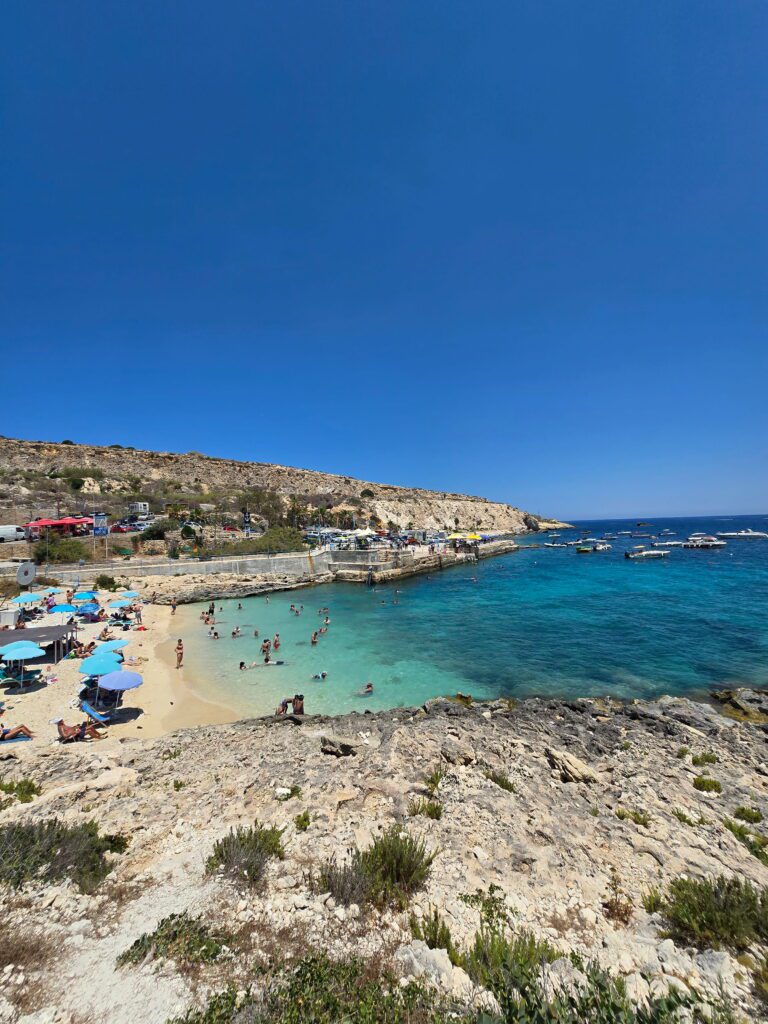 Busy beaches with crystal blue water