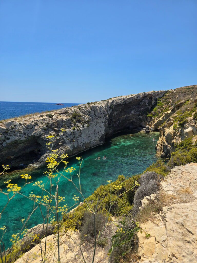 Crystal blue water with rocky beaches